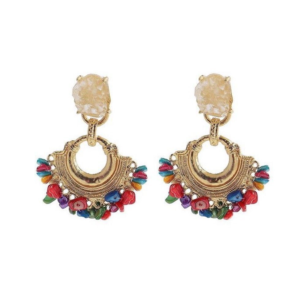 Multicolor Stone Drop Earrings - Picture 4 of 13